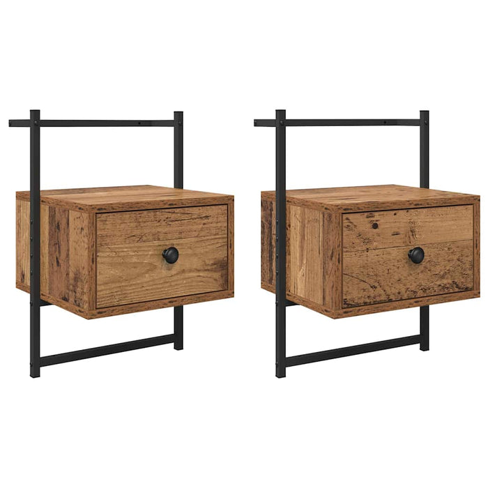 Dulap de noapte 2 pcs Lemn Vechi 35 x 30 x 51 cm Lemn compozit - WALTI WALTI