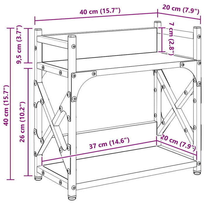 Suport pentru imprimantă Stejar Artizanal 40 x 20 x 40 cm - WALTI WALTI