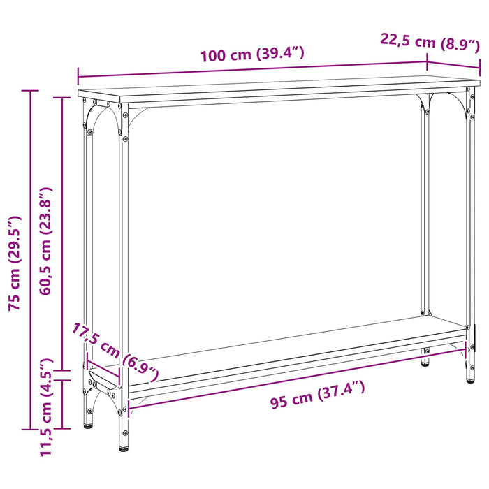 Masă de consolă Lemn Vechi 100 x 22,5 x 75 cm Lemn prelucrat WALTI