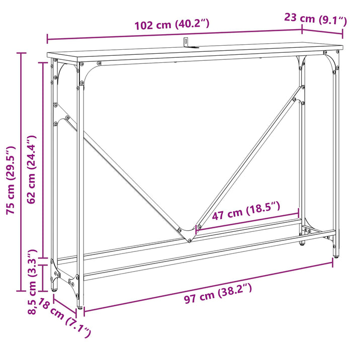 Masă de consolă Stejar Negru 102 x 23 x 75 cm Lemn compozit - WALTI WALTI