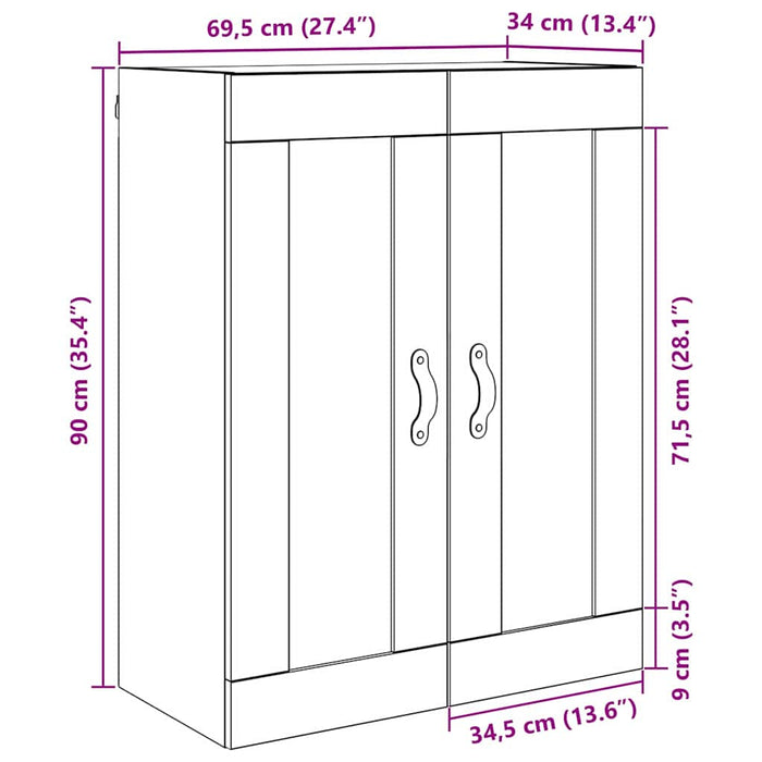 Dulap montat pe perete Stejar Artizanal 69,5 x 34 x 90 cm - WALTI WALTI
