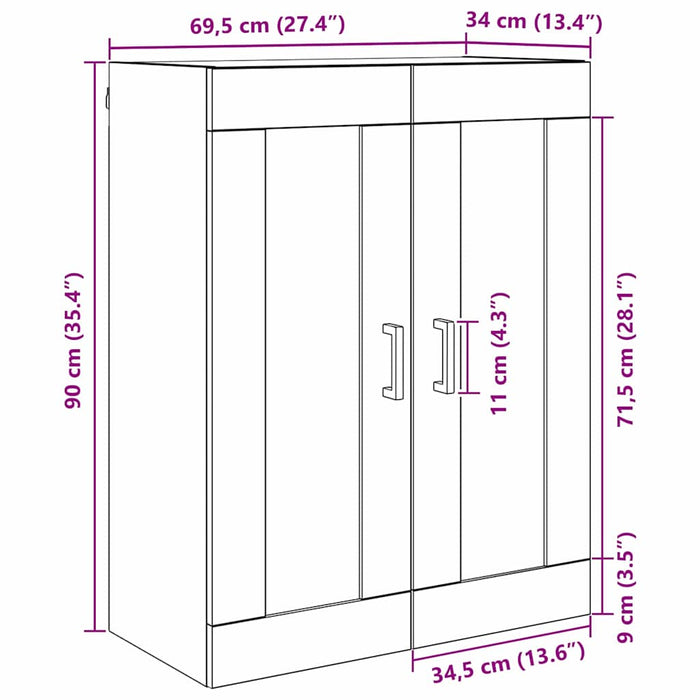 Dulap montat pe perete Stejar Negru 69,5 x 34 x 90 cm - WALTI WALTI