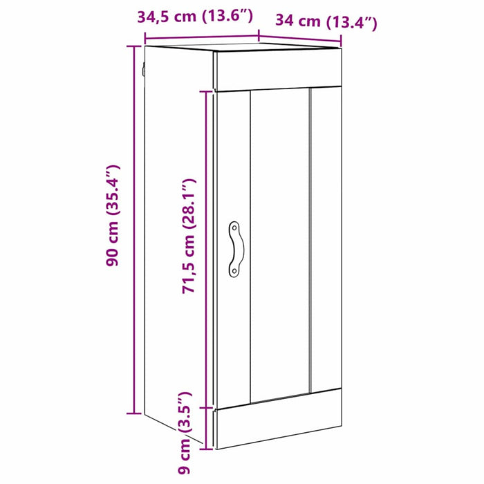 Dulap montat pe perete Lemn Vechi 34,5 x 34 x 90 cm - WALTI WALTI