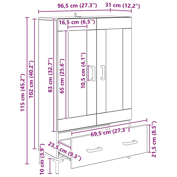Bufet cu sertar Lemn Vechi 69,5 x 31 x 115 cm Lemn compozit - WALTI WALTI