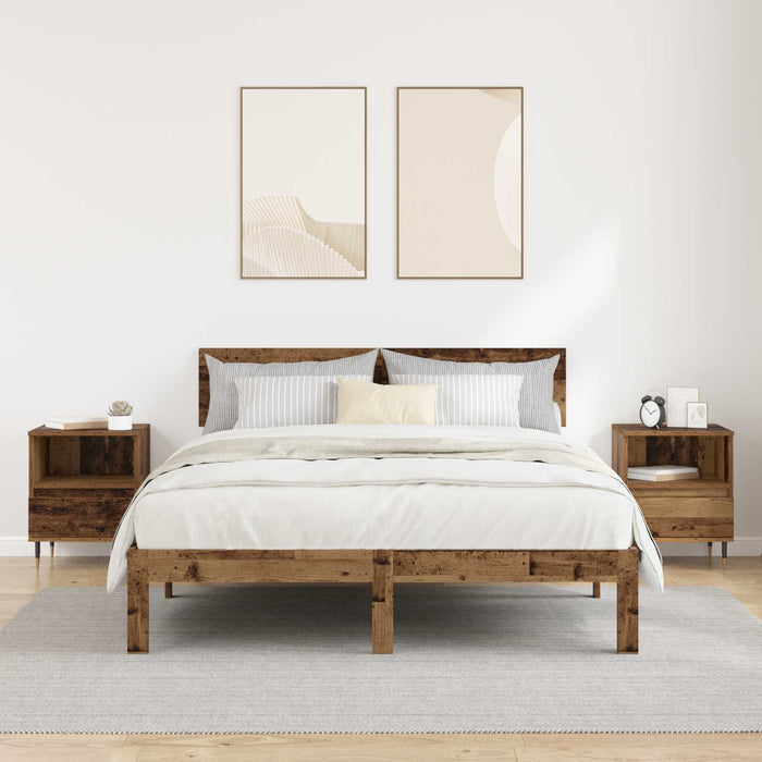 Dulap de noapte 2 pcs Lemn vechi 40 x 35 x 50 cm Lemn compozit - WALTI WALTI