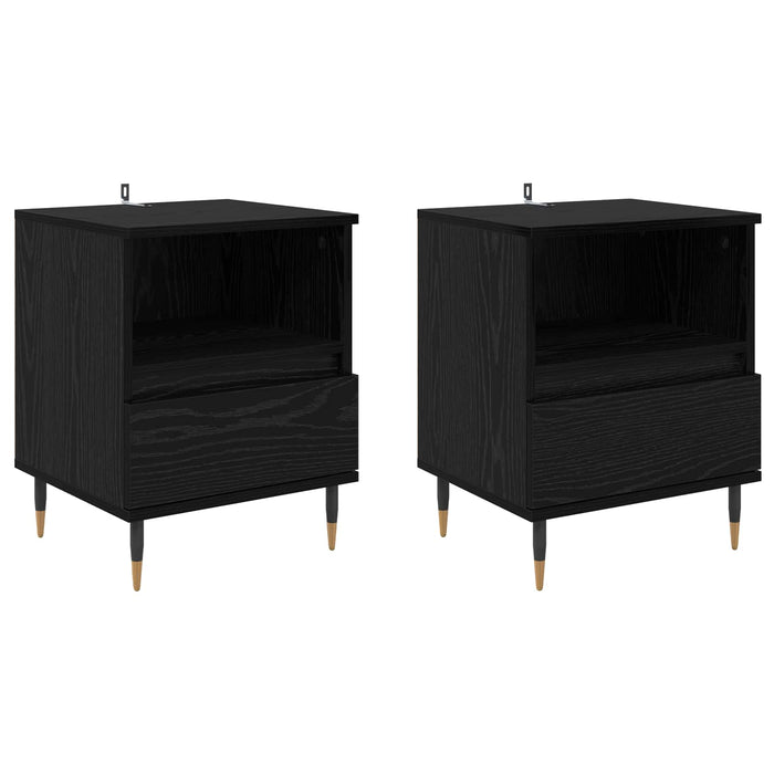 Dulap de noapte cu sertar 2 pcs Stejar Negru 40 x 35 x 50 cm - WALTI WALTI