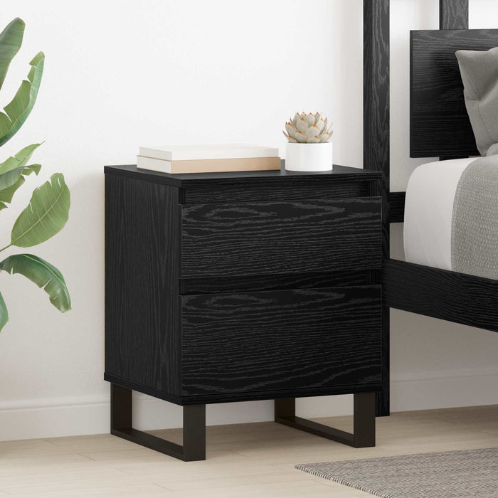 Dulap de noapte Stejar Negru 40 x 35 x 50 cm Lemn compozit WALTI