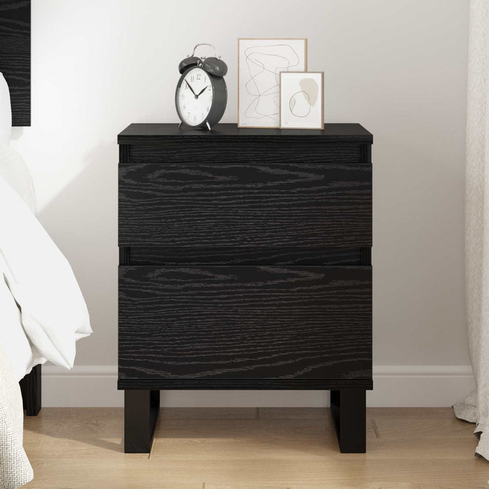 Dulap de noapte Stejar Negru 40 x 35 x 50 cm Lemn compozit WALTI