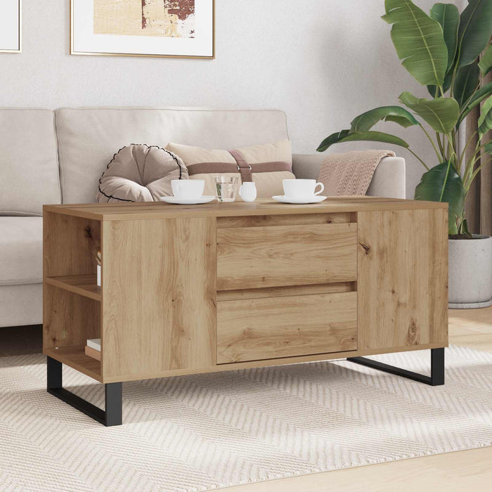 Masă de cafea Stejar Artizanal 102 x 44,5 x 50 cm Lemn compozit - WALTI WALTI