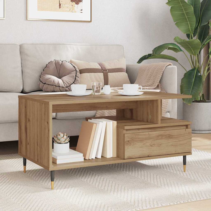 Masă de cafea Stejar Artizanal 90 x 49 x 45 cm Lemn compozit - WALTI WALTI