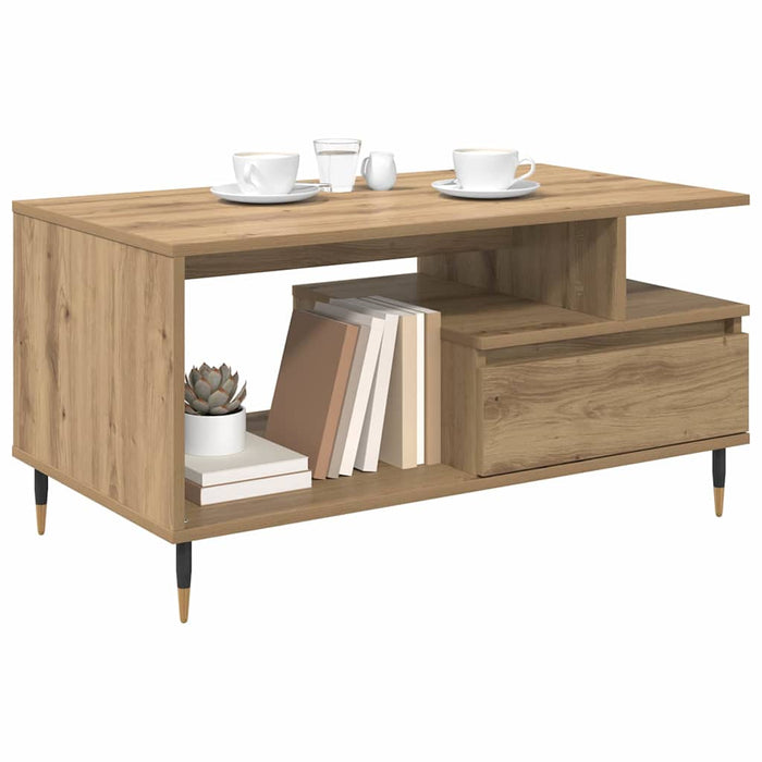 Masă de cafea Stejar Artizanal 90 x 49 x 45 cm Lemn compozit - WALTI WALTI