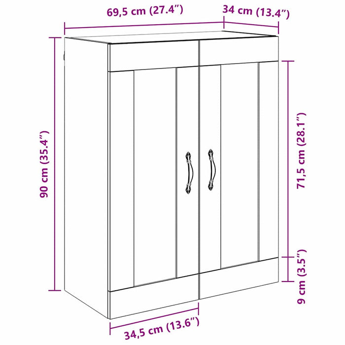 Dulap montat pe perete Lemn Vechi 69,5 x 34 x 90 cm - WALTI WALTI