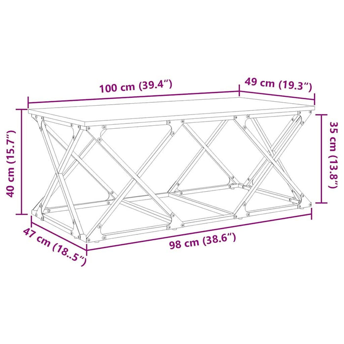 Masă de cafea stejar artizanal 100 x 49 x 40 cm Lemn compozit - WALTI WALTI