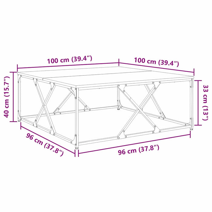 Masă de cafea stejar artizanal 100 x 100 x 40 cm Lemn compozit - WALTI WALTI