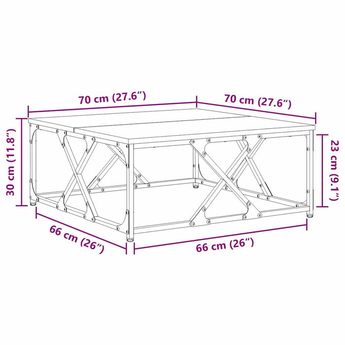 Masă de cafea stejar artizanal 70 x 70 x 30 cm Lemn compozit - WALTI WALTI