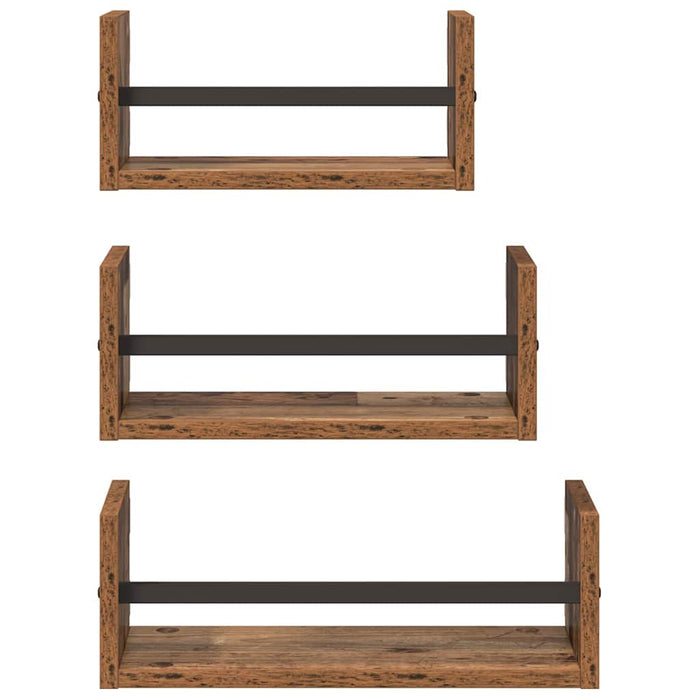 Set rafturi de perete 3 pcs Lemn Vechi 40x16x14cm Lemn compozit - WALTI WALTI