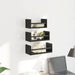 Set rafturi de perete cu raft 3 pcs Stejar Negru 40x16x14cm - WALTI WALTI