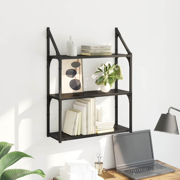 Raft de perete Stejar Negru 60 x 21 x 78,5 cm Lemn compozit - WALTI WALTI