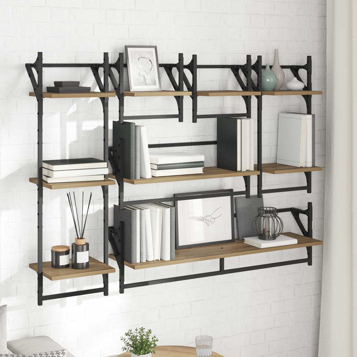Set rafturi de perete 6 pcs Stejar Artizanal 100 x 25 x 30 cm - WALTI WALTI