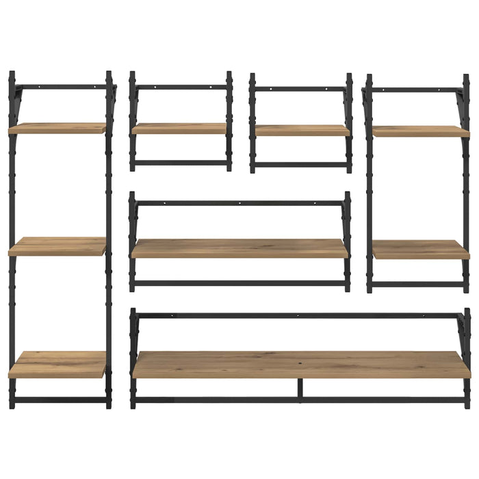 Set rafturi de perete 6 pcs Stejar Artizanal 100 x 25 x 30 cm - WALTI WALTI