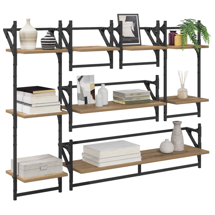 Set rafturi de perete 6 pcs Stejar Artizanal 100 x 25 x 30 cm - WALTI WALTI