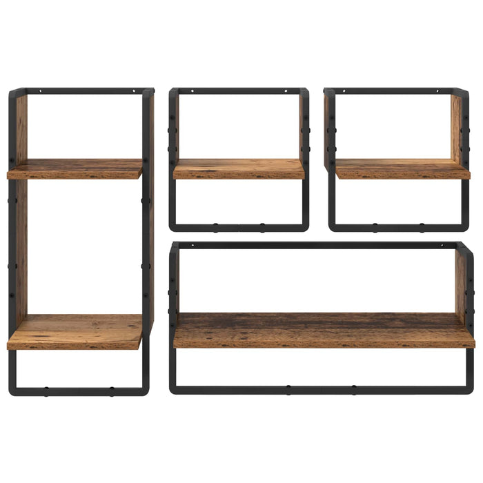 Set rafturi de perete cu raft 4 pcs Lemn Vechi 65 x 25 x 30 cm - WALTI WALTI