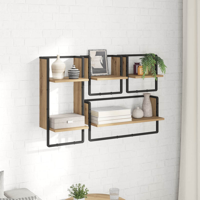 Set rafturi de perete 4 pcs Stejar Artizanal 65 x 25 x 30 cm - WALTI WALTI