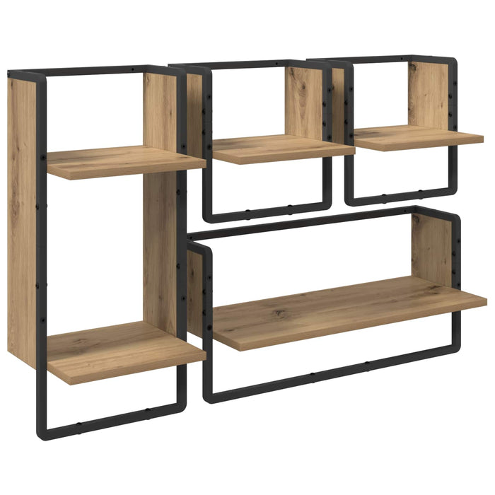 Set rafturi de perete 4 pcs Stejar Artizanal 65 x 25 x 30 cm - WALTI WALTI