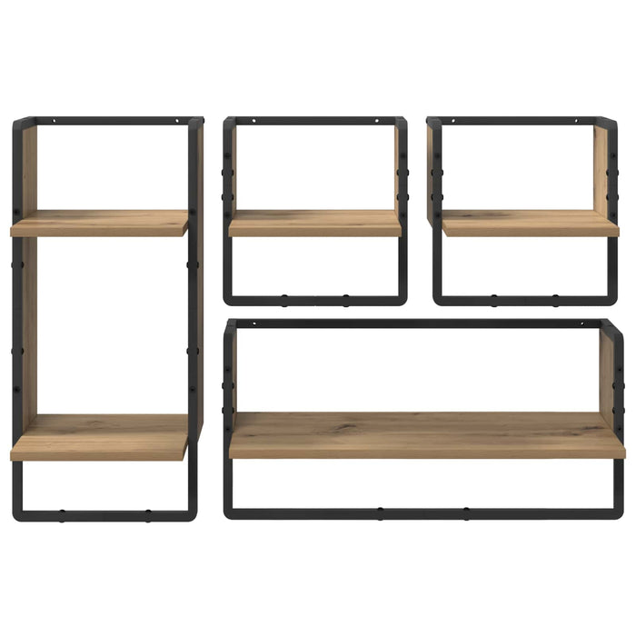 Set rafturi de perete 4 pcs Stejar Artizanal 65 x 25 x 30 cm - WALTI WALTI