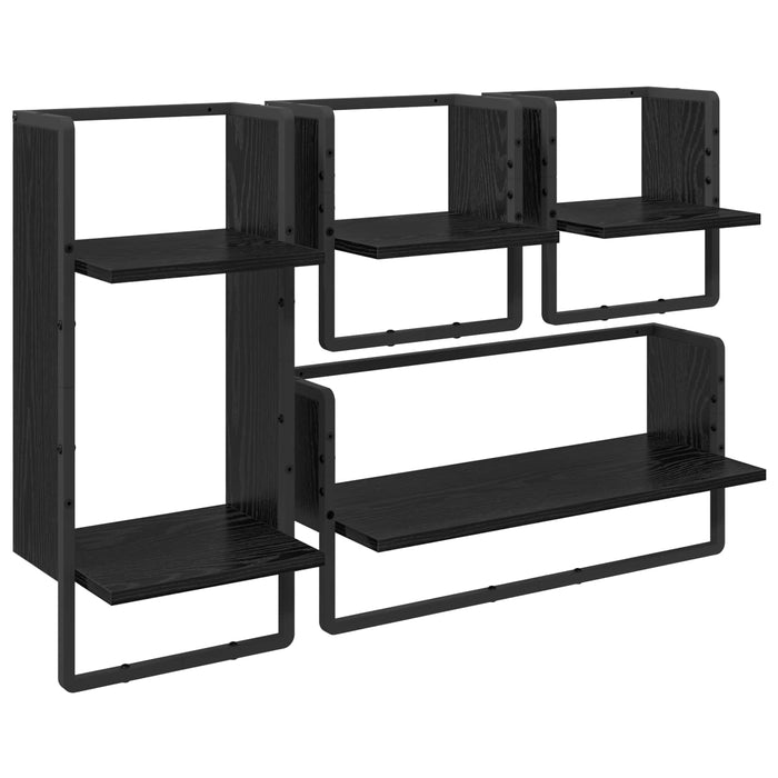 Set rafturi de perete 4 pcs Stejar Negru 65 x 25 x 30 cm - WALTI WALTI