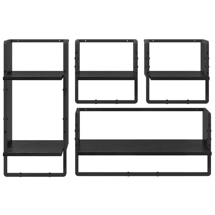 Set rafturi de perete 4 pcs Stejar Negru 65 x 25 x 30 cm - WALTI WALTI