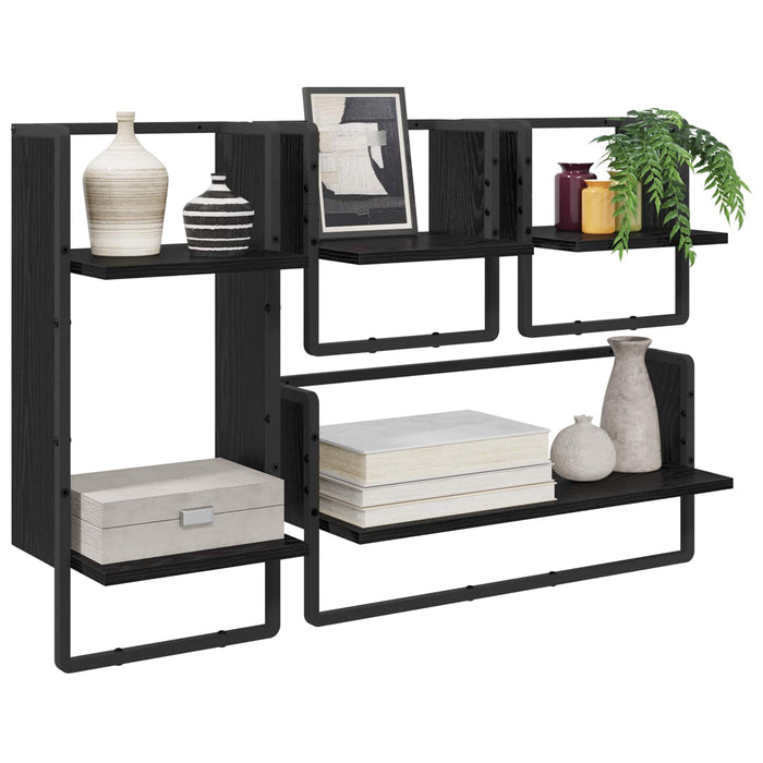 Set rafturi de perete 4 pcs Stejar Negru 65 x 25 x 30 cm - WALTI WALTI