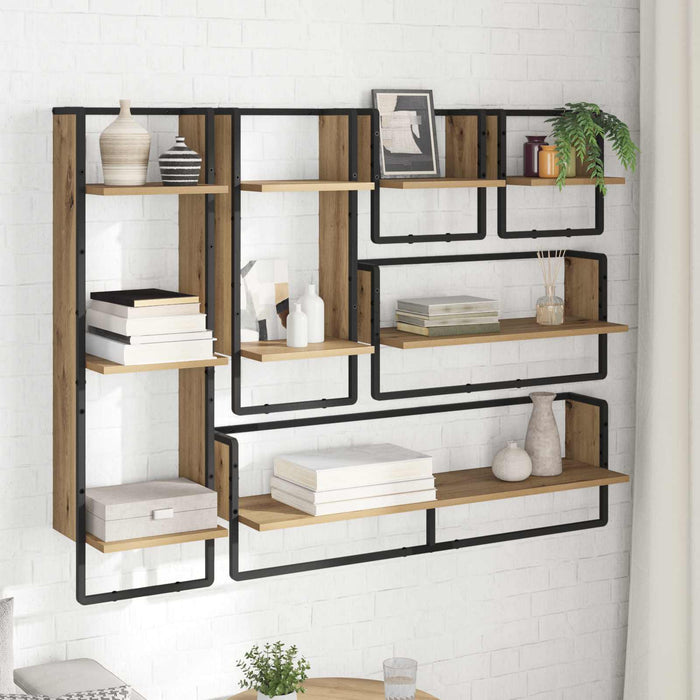 Set rafturi de perete 6 pcs Stejar Artizanal 100 x 25 x 30 cm - WALTI WALTI