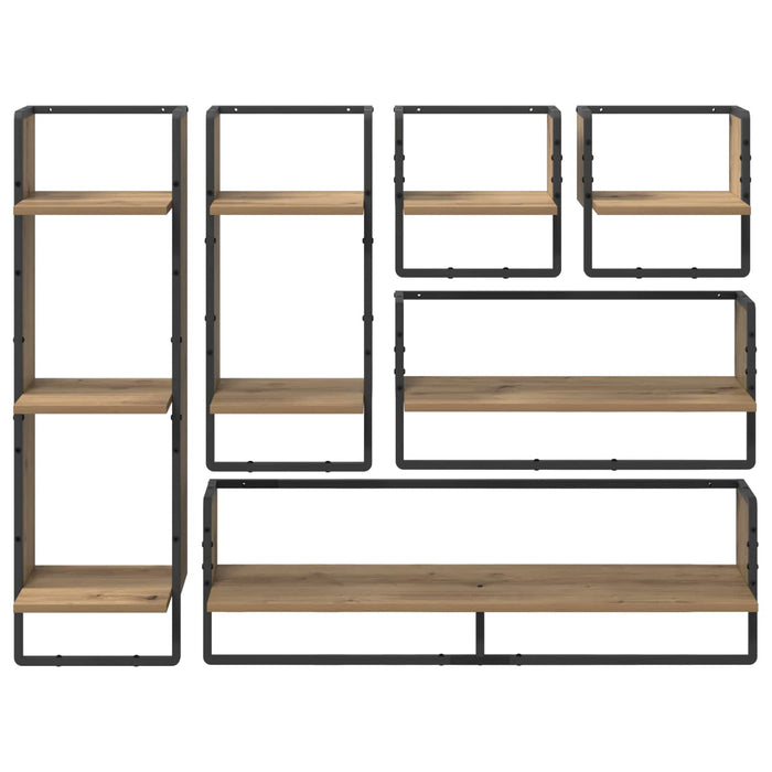 Set rafturi de perete 6 pcs Stejar Artizanal 100 x 25 x 30 cm - WALTI WALTI