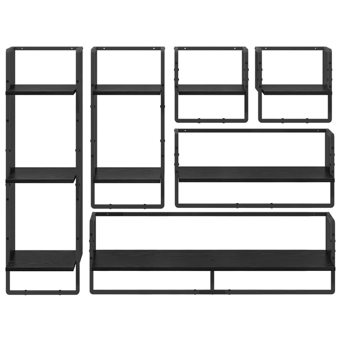 Set rafturi de perete 6 pcs Stejar Negru 100 x 25 x 30 cm - WALTI WALTI