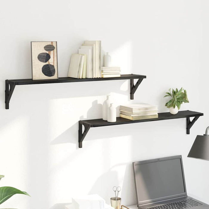 Șemele de perete cu raft 2 pcs Stejar Negru 80 x 15 x 15,5 cm - WALTI WALTI