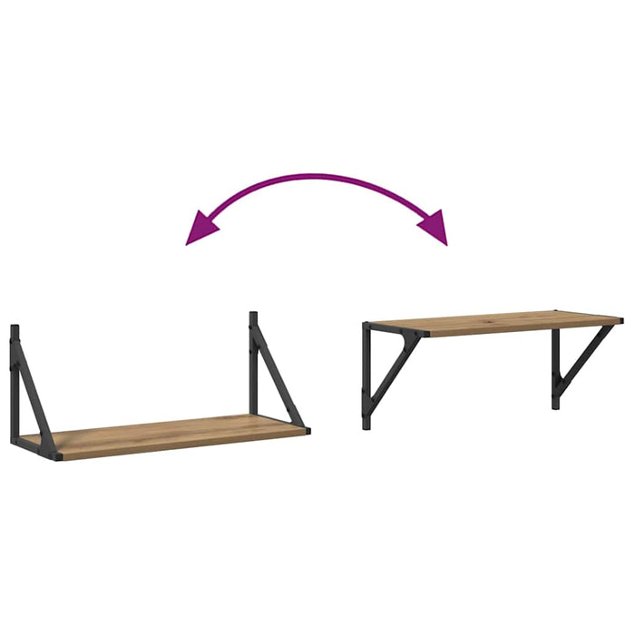 Șemele de perete 2 pcs Stejar Artizanal 60 x 25 x 25,5 cm - WALTI WALTI