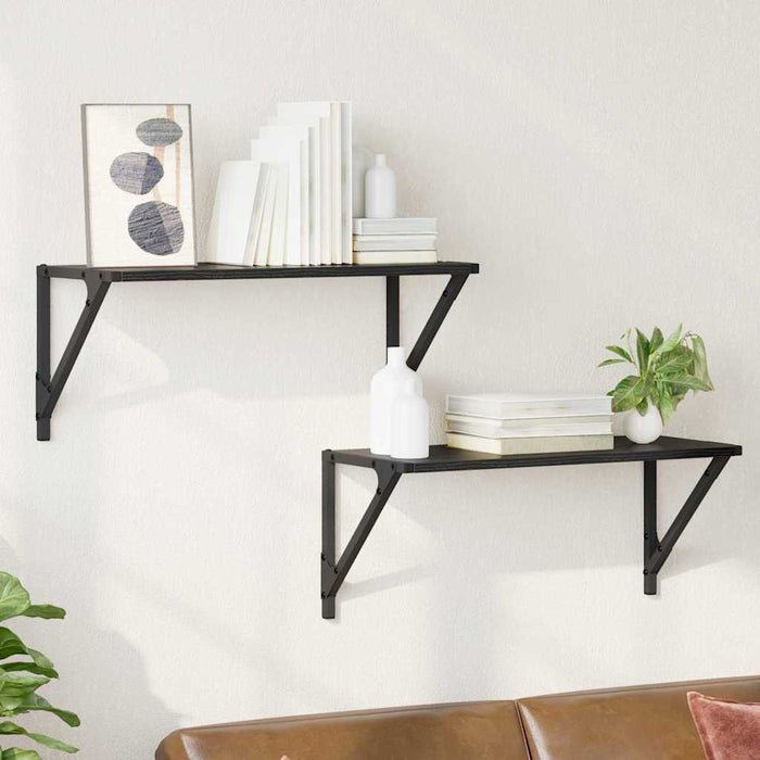 Șemele de perete cu raft 2 pcs Stejar Negru 60 x 25 x 25,5 cm - WALTI WALTI