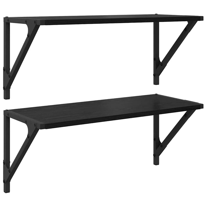 Șemele de perete cu raft 2 pcs Stejar Negru 60 x 25 x 25,5 cm - WALTI WALTI