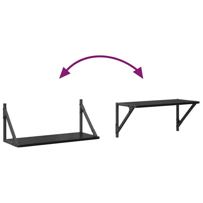 Șemele de perete cu raft 2 pcs Stejar Negru 60 x 25 x 25,5 cm - WALTI WALTI