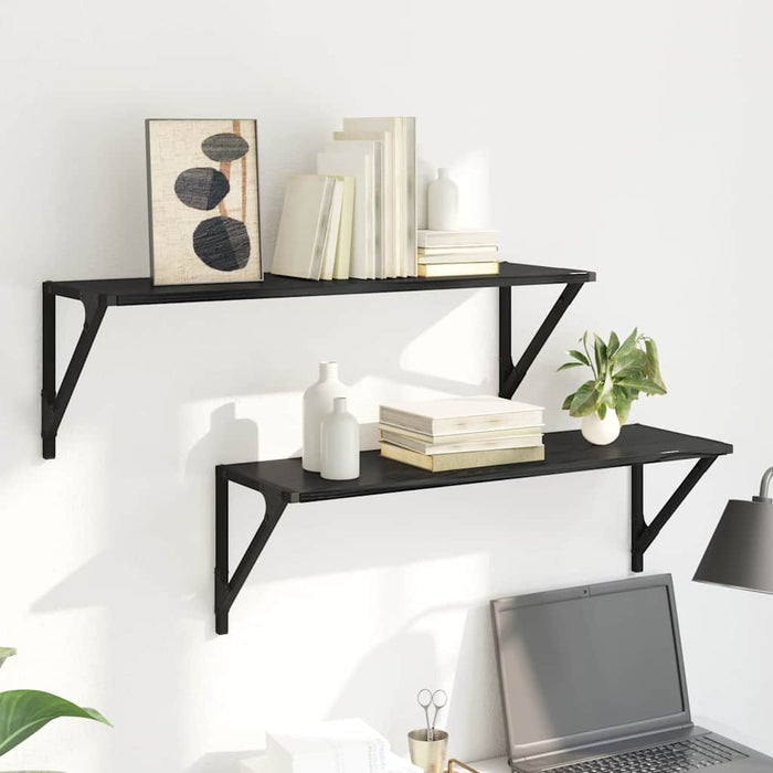 Șemele de perete cu raft 2 pcs Stejar Negru 80 x 25 x 25,5 cm - WALTI WALTI