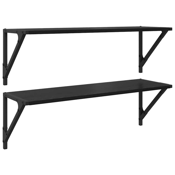 Șemele de perete cu raft 2 pcs Stejar Negru 80 x 25 x 25,5 cm - WALTI WALTI