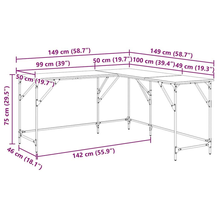 Birou Stejar Artizanal 149 x 149 x 75 cm Lemn compozit - WALTI WALTI