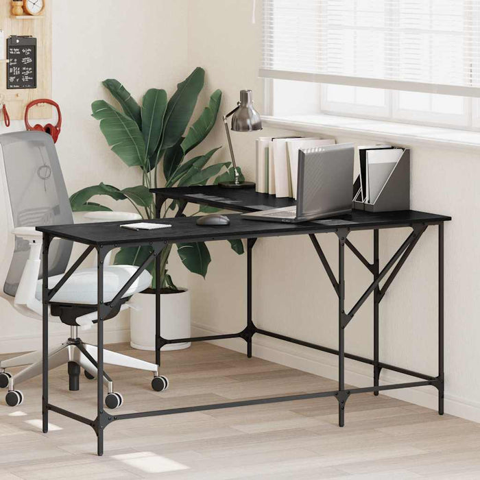 Birou Stejar Negru 149 x 149 x 75 cm Lemn compozit - WALTI WALTI