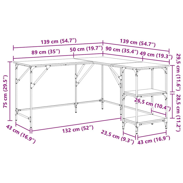 Birou Lemn Vechi 139 x 139 x 75 cm Lemn compozit - WALTI WALTI
