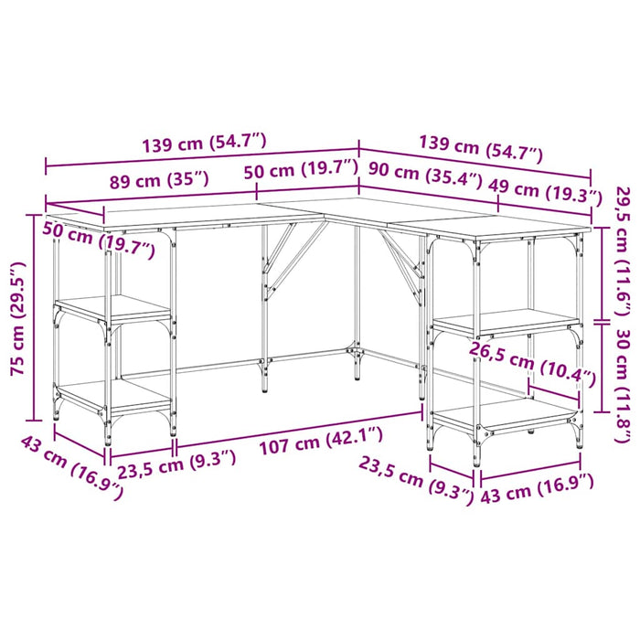Birou Lemn Vechi 139 x 139 x 75 cm Lemn compozit - WALTI WALTI