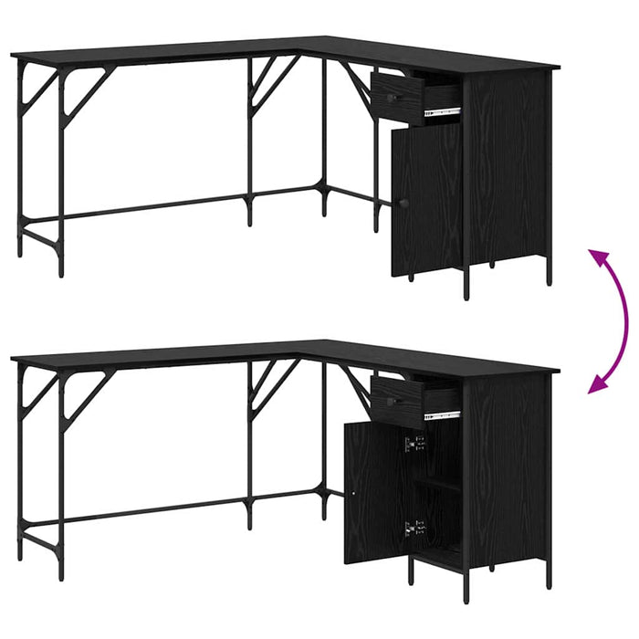 Birou Stejar Negru 141 x 141 x 75 cm Lemn compozit - WALTI WALTI