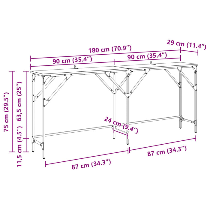 Masă de consolă Lemn Vechi 180 x 30 x 75 cm Lemn compozit - WALTI WALTI