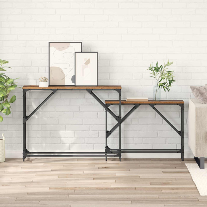 Masă de consolă 2 pcs Lemn Vechi 100 x 28 x 75 cm Lemn compozit - WALTI WALTI