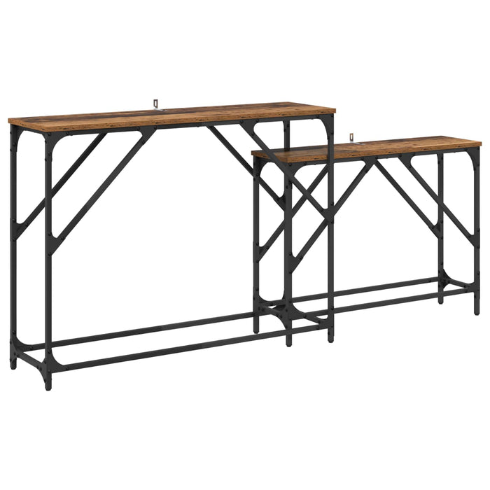 Masă de consolă 2 pcs Lemn Vechi 100 x 28 x 75 cm Lemn compozit - WALTI WALTI